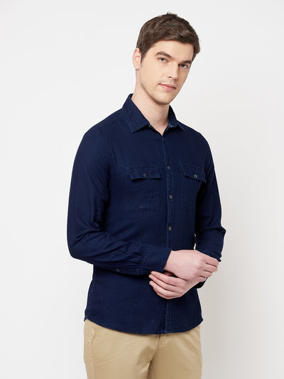 Navy Blue Casual Shirt - Men Shirts