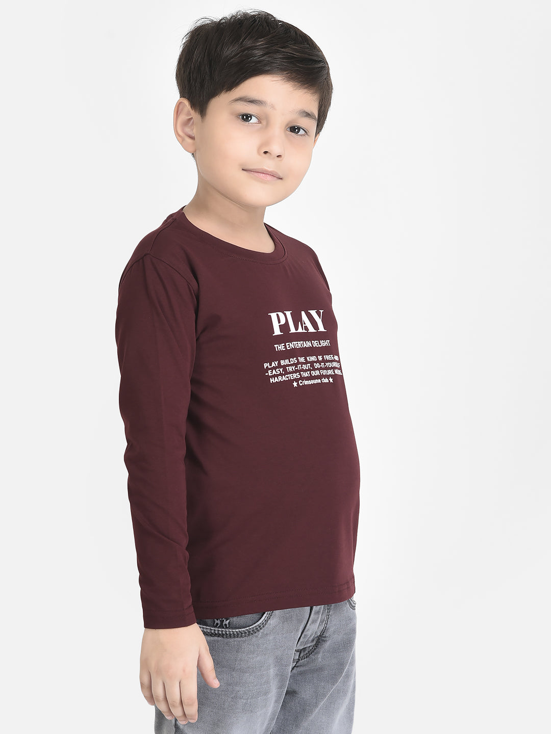 Maroon Typographic T-Shirt-Boys T-Shirts-Crimsoune Club