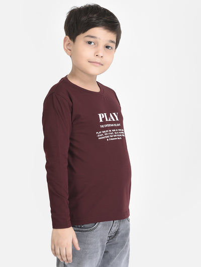 Maroon Typographic T-Shirt-Boys T-Shirts-Crimsoune Club