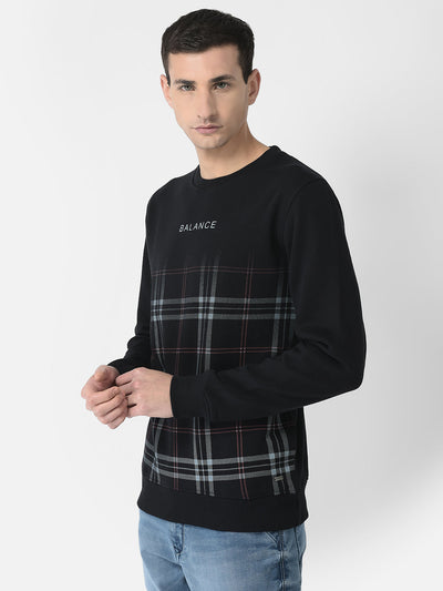  Navy Blue Balance Checked Sweatshirt