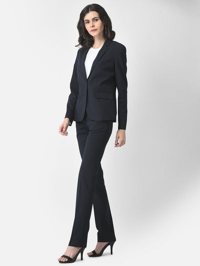 2 Piece Navy Blue Suit Set-Women Suit Sets-Crimsoune Club