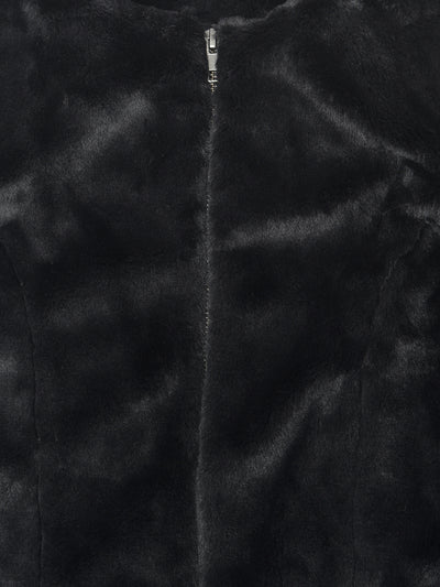Black Round Neck Blazer - Girls Jackets