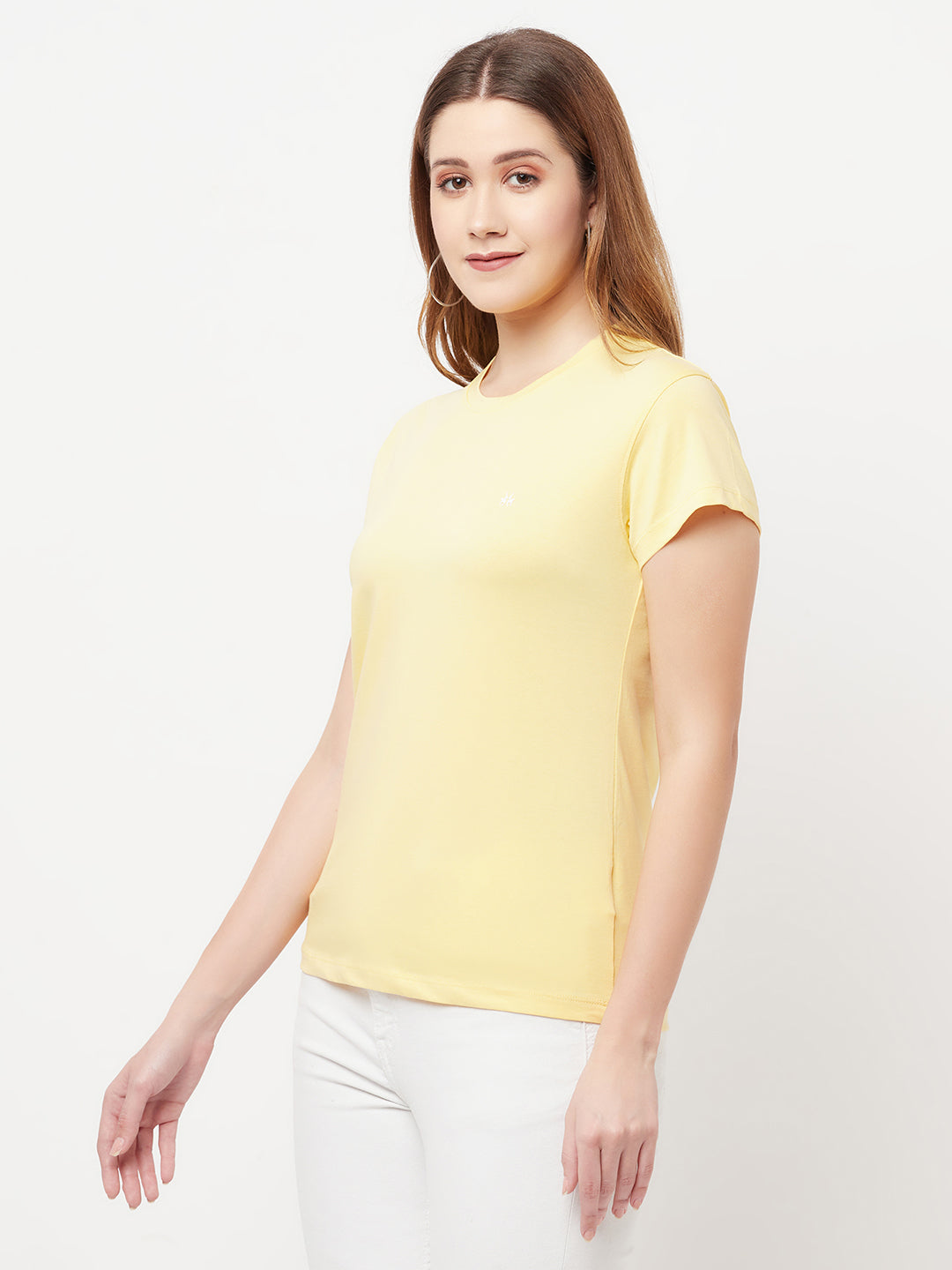 Yellow Round Neck T-Shirt - Women T-Shirts