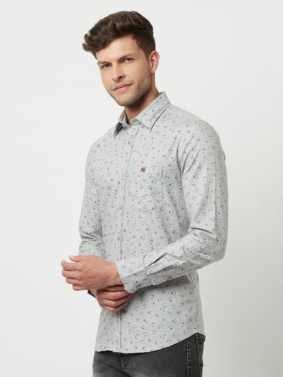 Grey Floral Printed Shirt-Men Shirts-Crimsoune Club