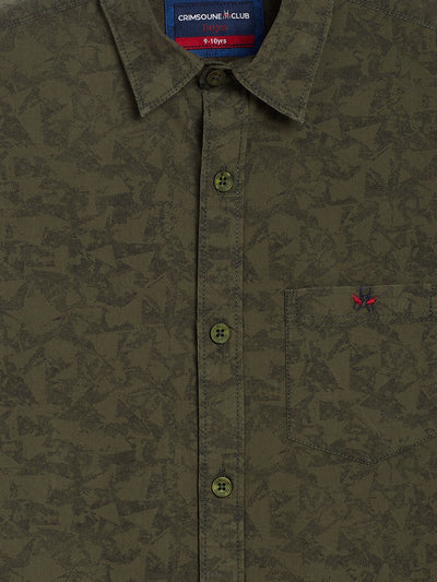 Olive Printed Causal Shirt - Boys Shirts