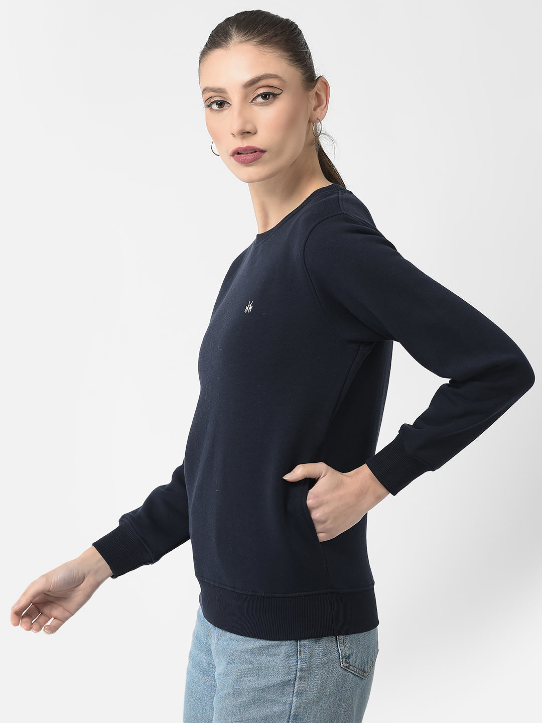  Navy Blue Brand Logo Sweatshirt 