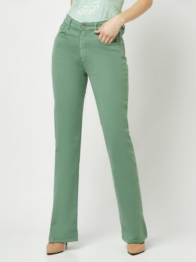  Green Boot-Cut Jeans 