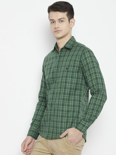 Green Checked Slim Fit shirt - Men Shirts