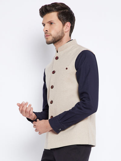 Beige Waistcoat - Men Waist Coat