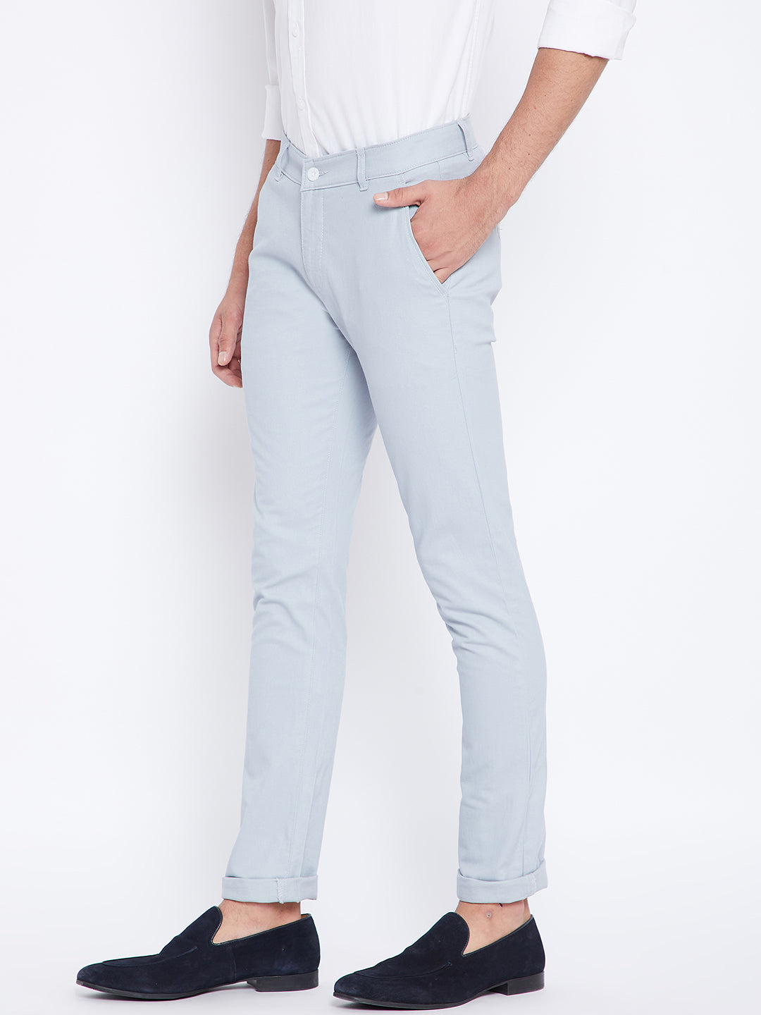 Blue Slim Fit Trousers - Men Trousers