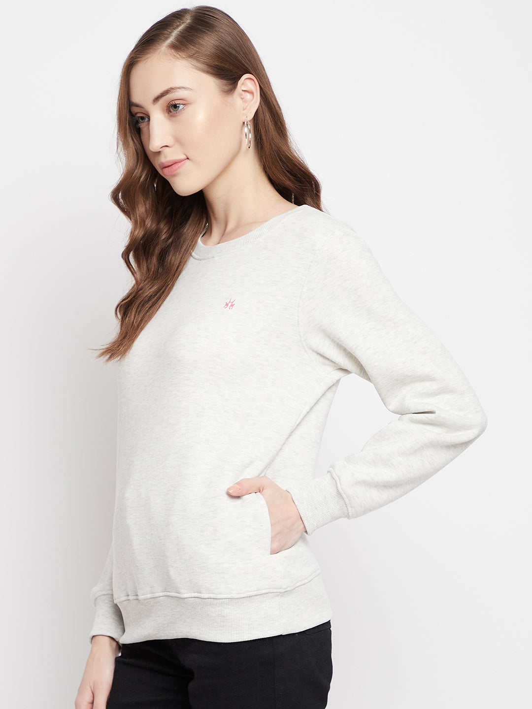 Off White Round Neck Sweatshirt - Women Sweatshirts