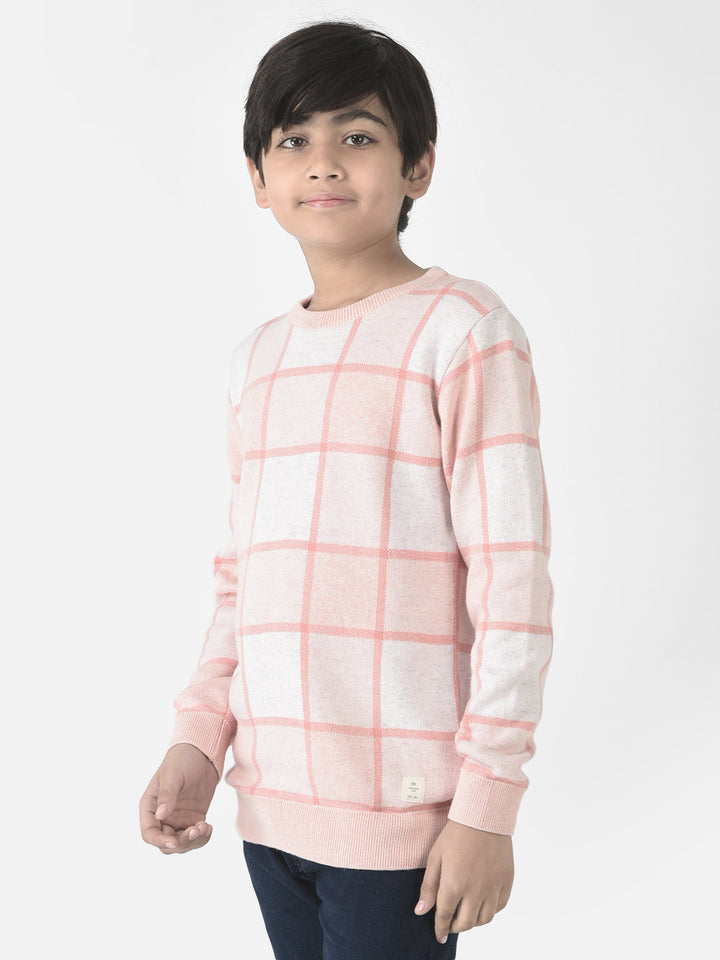  Pink Graph Checked Sweater