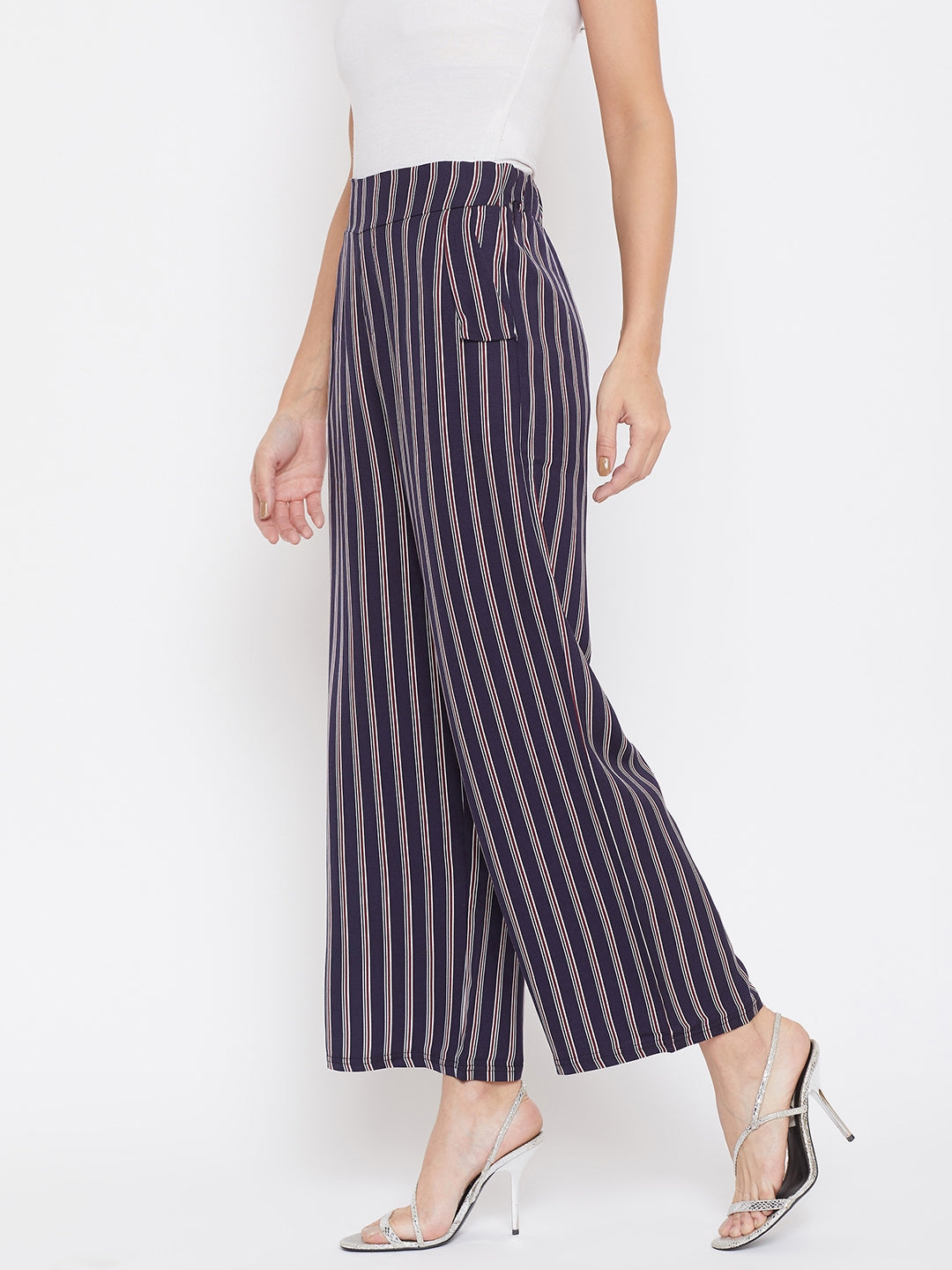 Striped Flared Trousers - Women Trousers