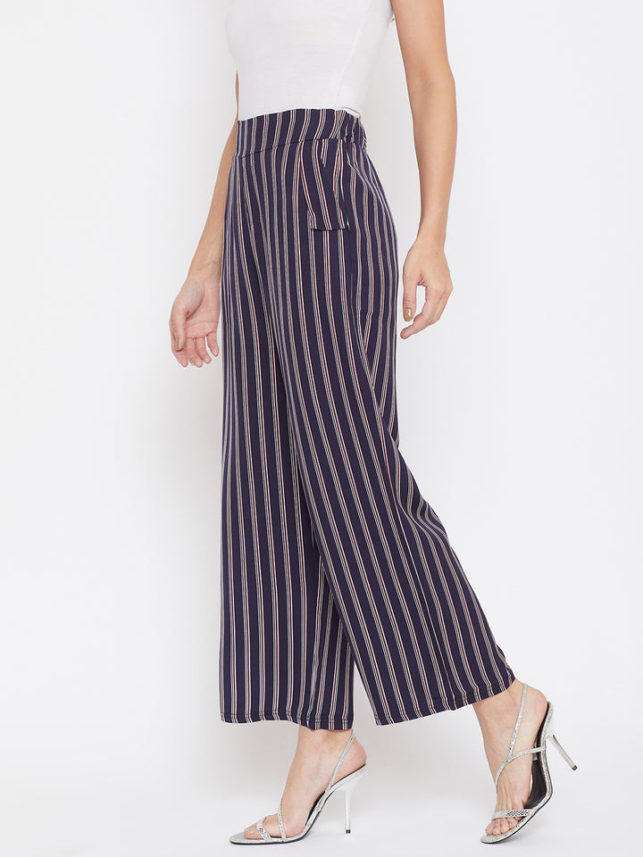Striped Flared Trousers - Women Trousers