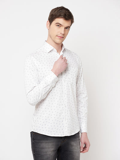 White Floral Shirt - Men Shirts