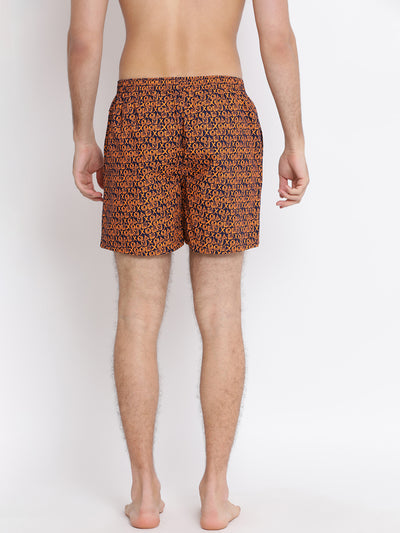 Orange Printed Boxer - Men Boxers