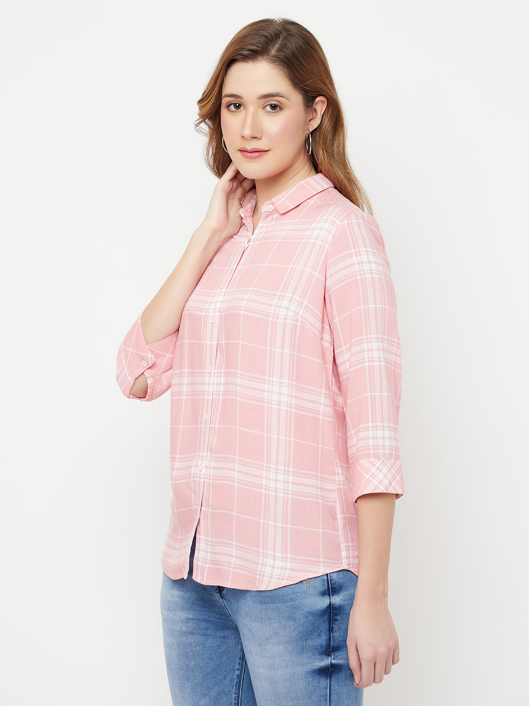 Pink Checked Casual Shirt - Women Shirts