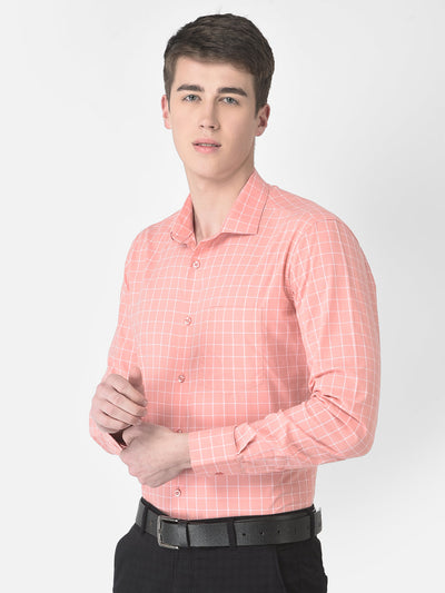  Peach Graph Checked Shirt