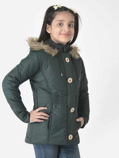  Green Padded Peplum-Style Jacket 