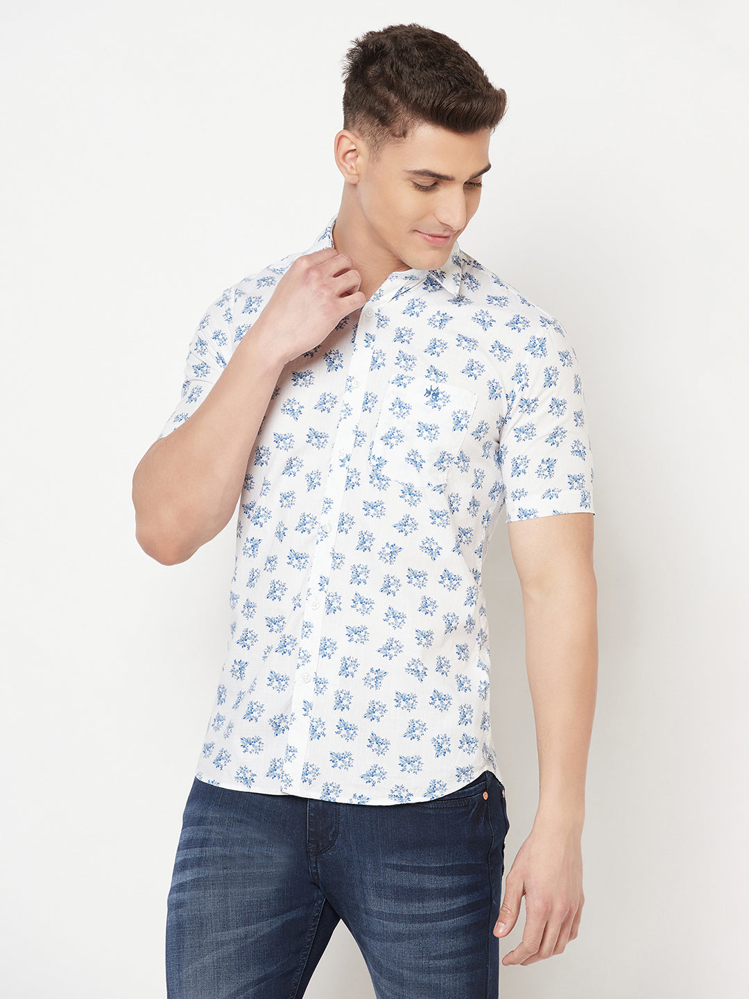 White Floral Shirt - Men Shirts