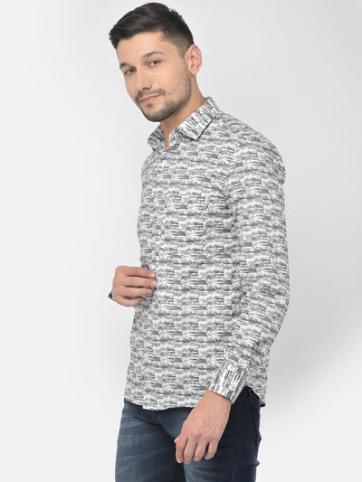 Blue Printed Spread Collar Shirt - Men Shirts