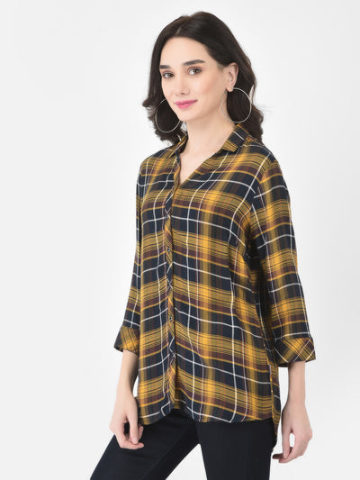 High-Low Checked Shirt - Women Shirts