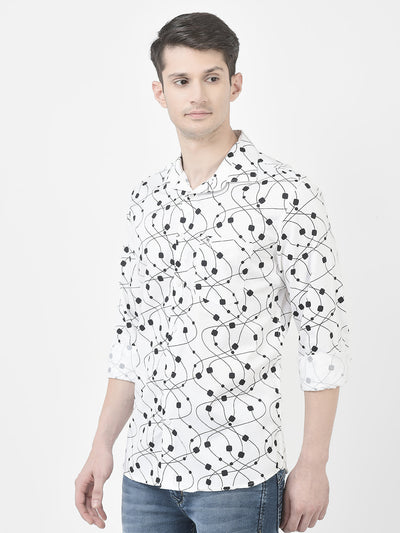  White Abstract Print Shirt