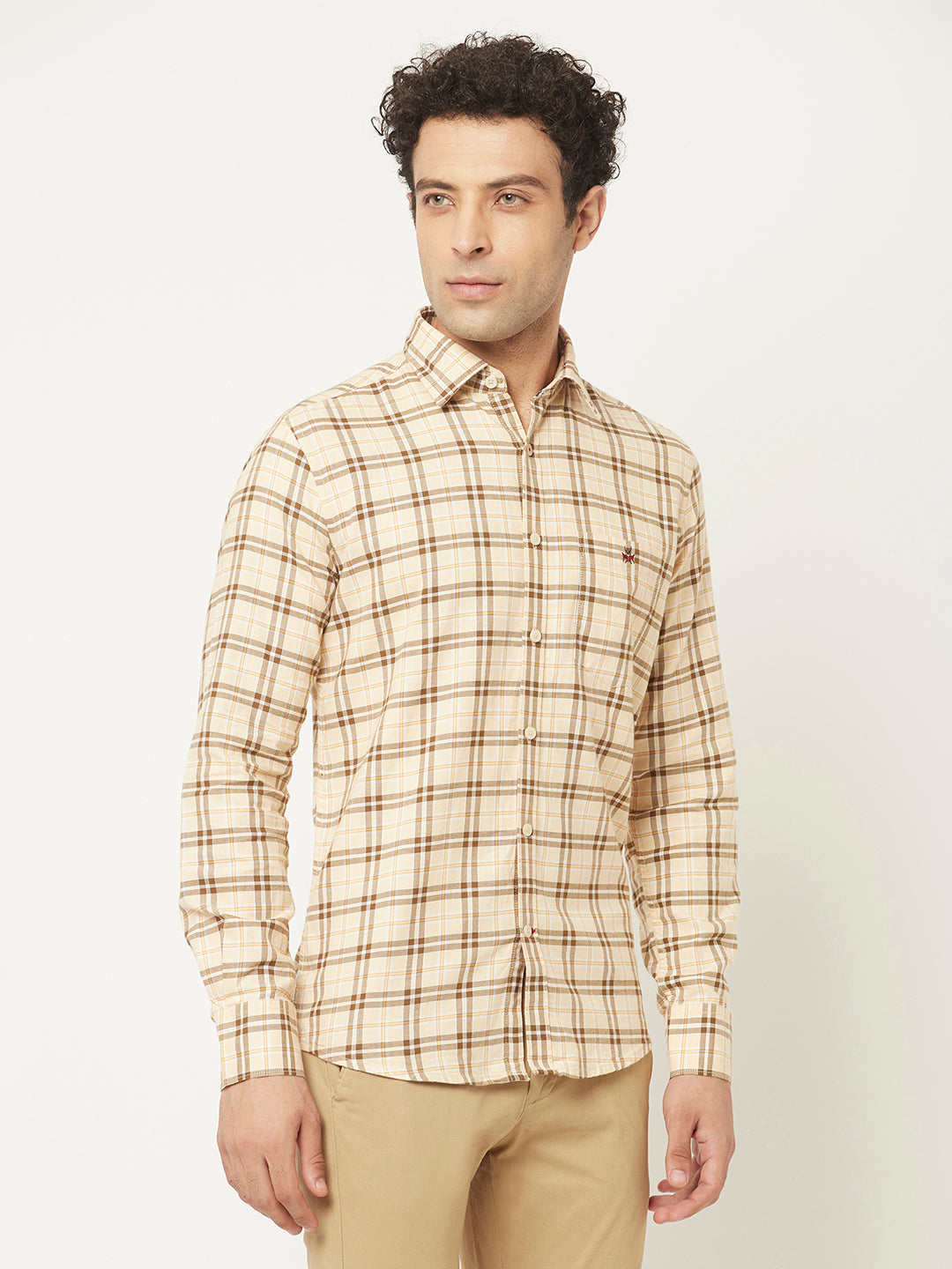   Cream Shirt in Tartan Checks 