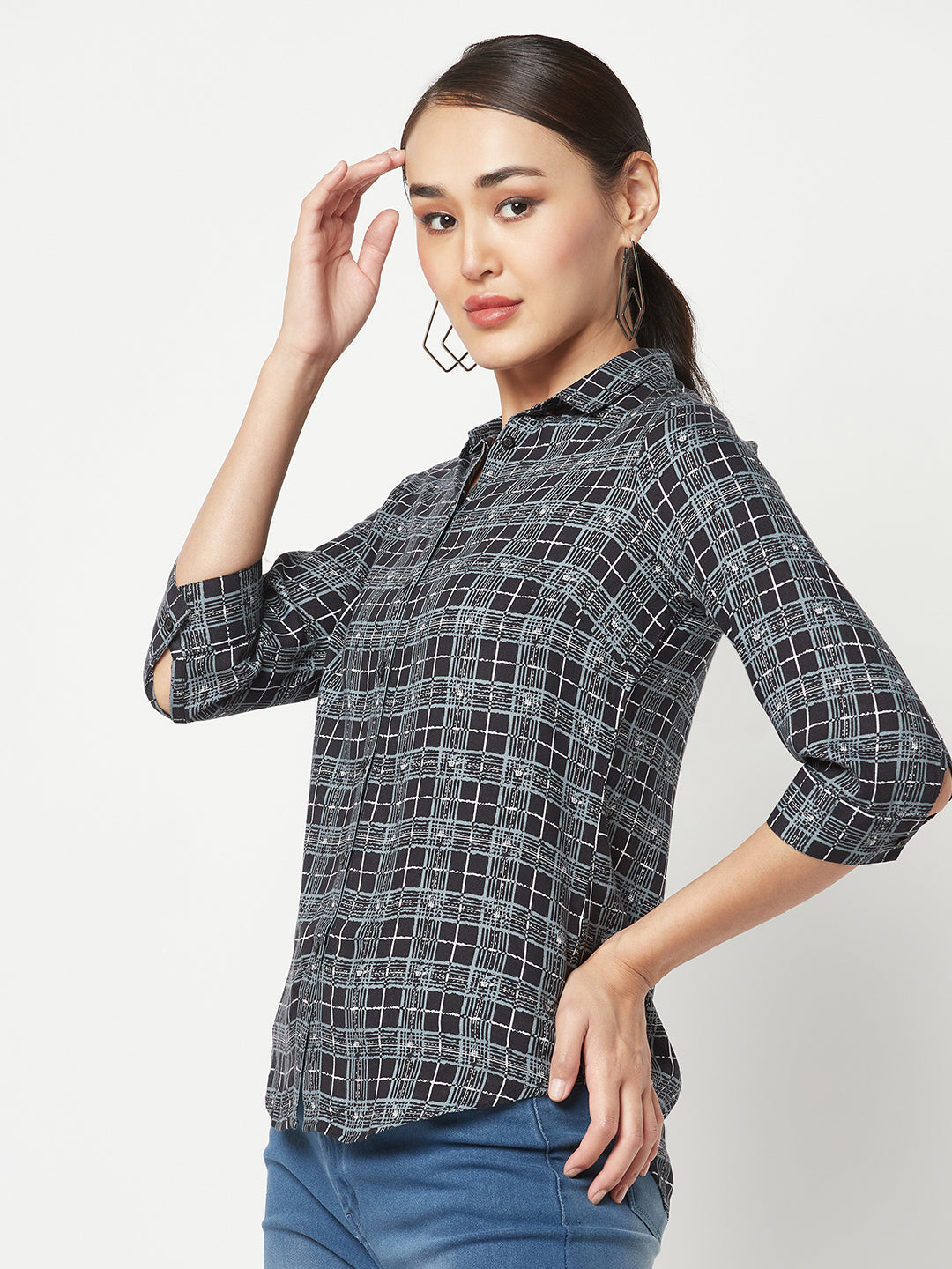  Black Checked Casual Shirt