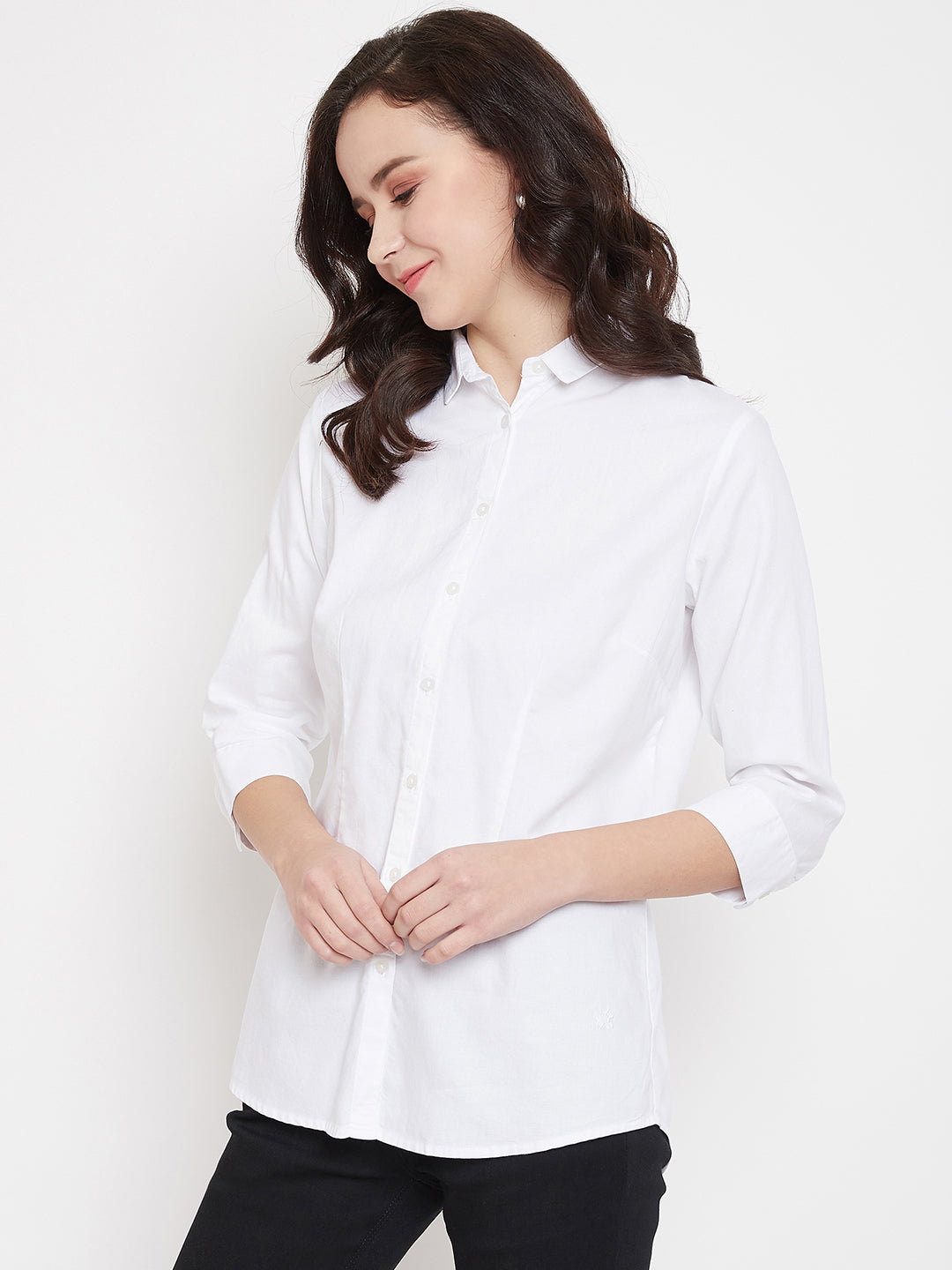 White Slim Fit Cotton Shirt - Women Shirts