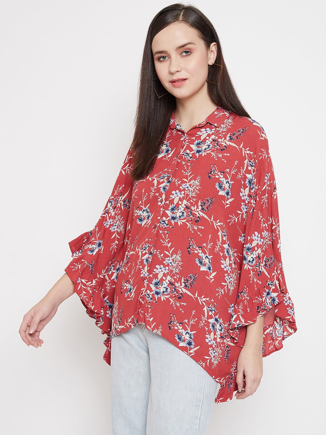 Red Poncho Party Top - Women Tops