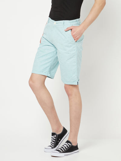 Mint Green Printed Shorts - Men Shorts