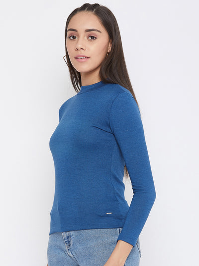 Blue Round Neck Sweatshirt - Women Sweatshirts