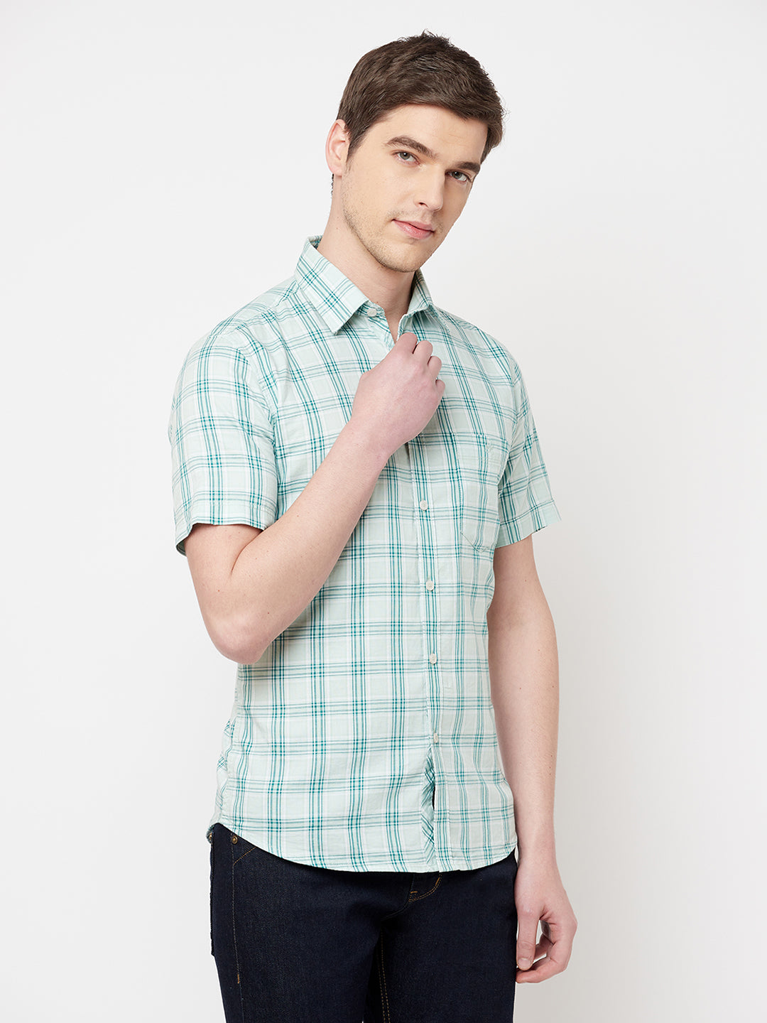 Green Checked Casual Shirt - Men Shirts