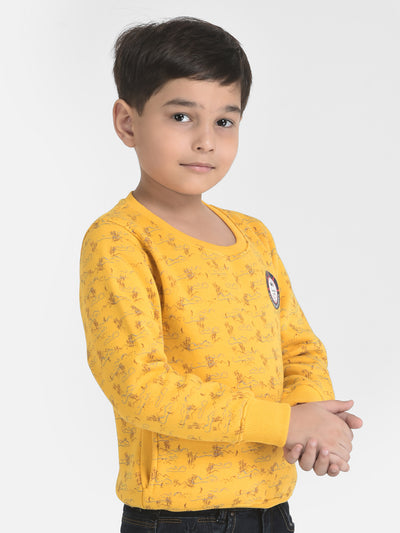 Mustard Terrain Print Sweatshirt-Boys Sweatshirts-Crimsoune Club