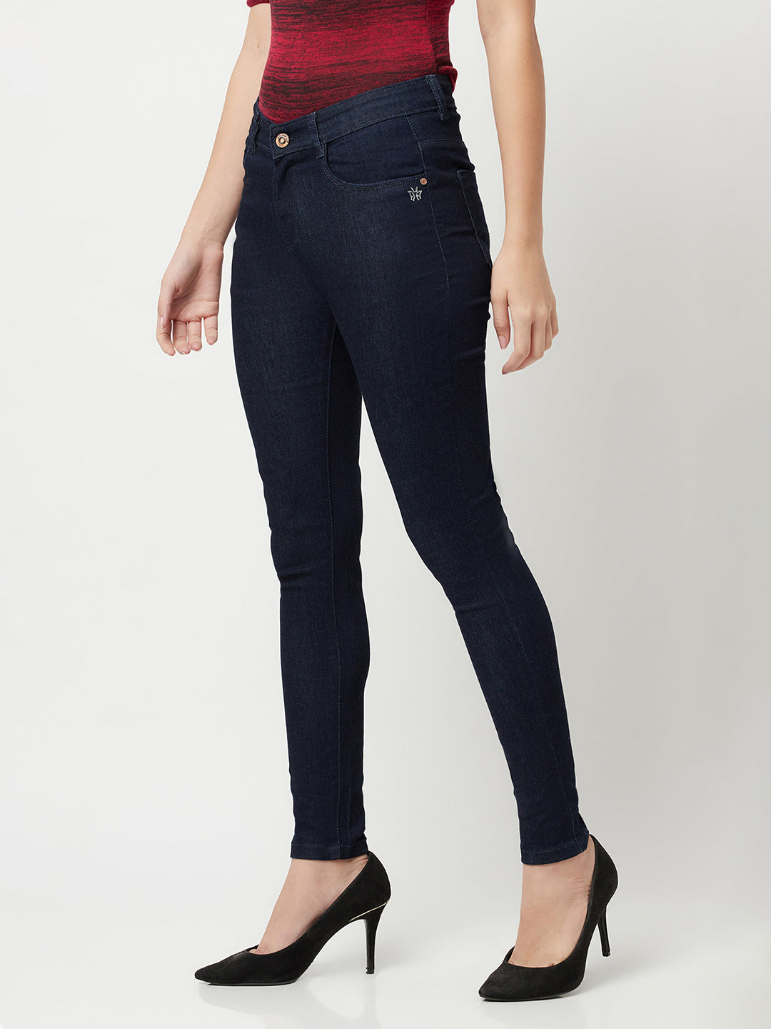 Navy Blue Super Skinny Jeans-Women Jeans-Crimsoune Club