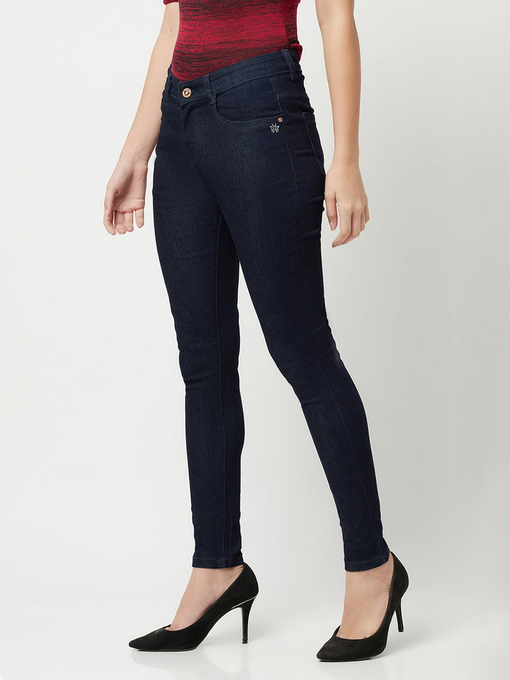 Navy Blue Super Skinny Jeans-Women Jeans-Crimsoune Club