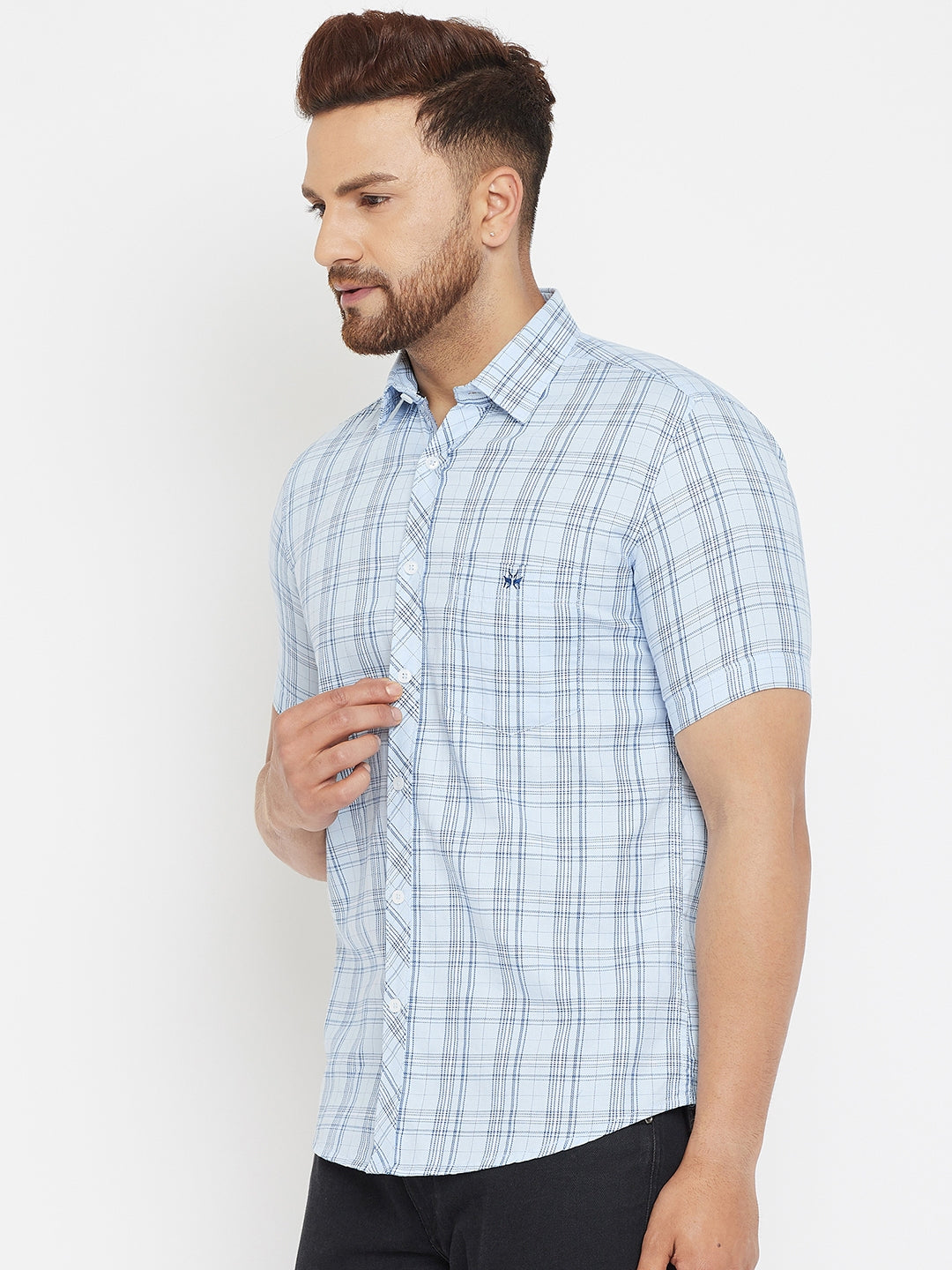 Blue Checked Shirt - Men Shirts