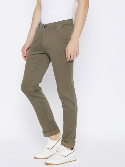 Grey Printed Slim Fit Trousers - Men Trousers