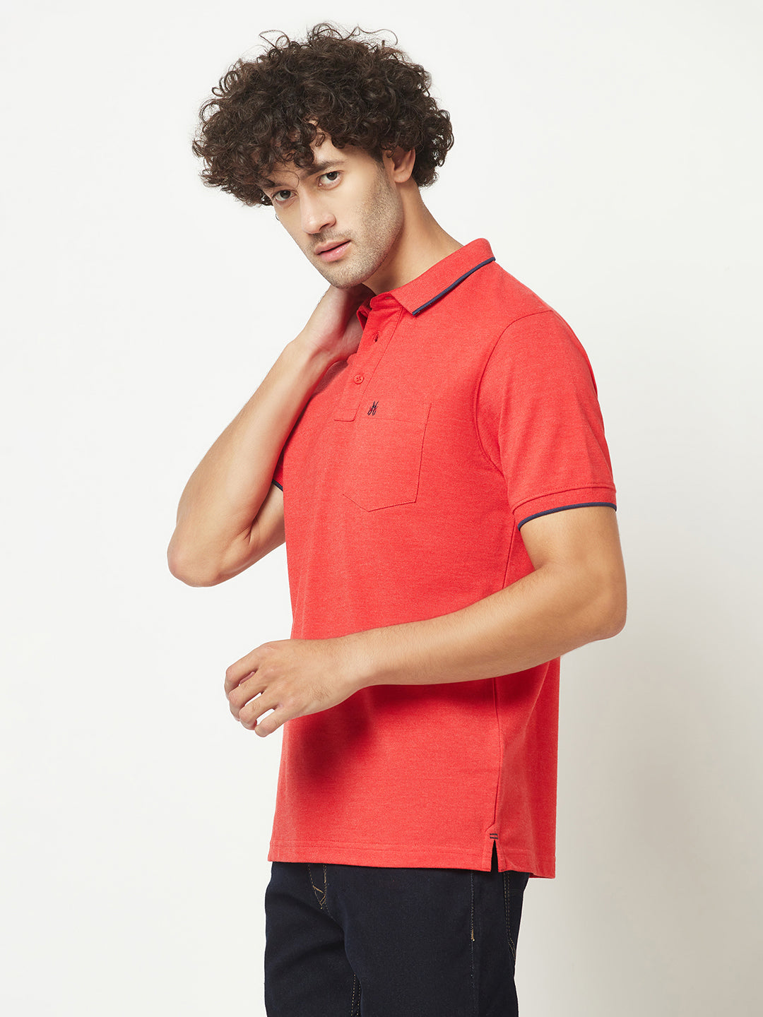 Bright crimson polo shirt deals