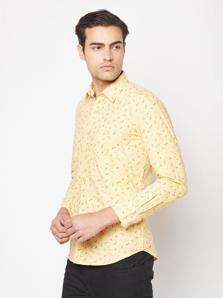  Lime Yellow Floral Print Shirt