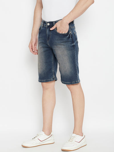 Blue Slim Fit Denim Shorts - Men Shorts