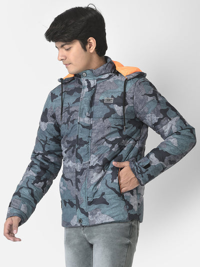  Grey-Blue Padded Camouflage Jacket