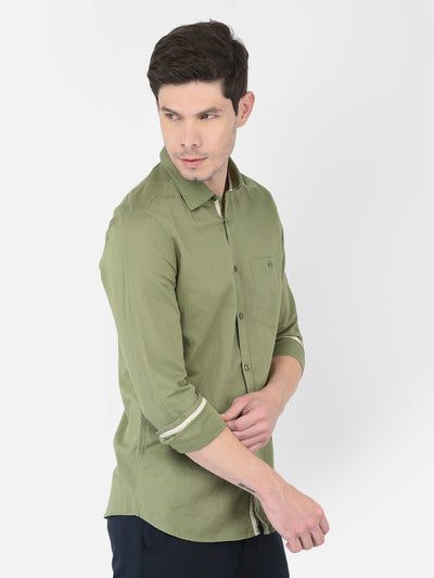 Olive Linen Shirt - Men Shirts