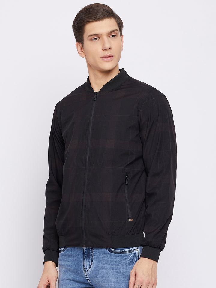Black Checked Varsity Jacket - Men Jacket