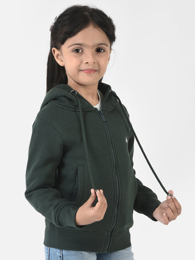 Dark Green Sweatshirt with Zip Enclosure 