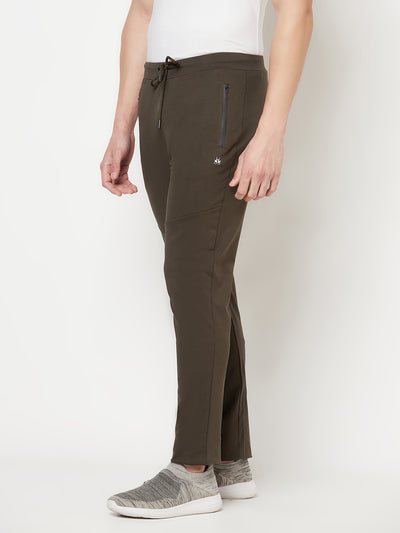 Olive Typography Track Pants - Men Track Pants