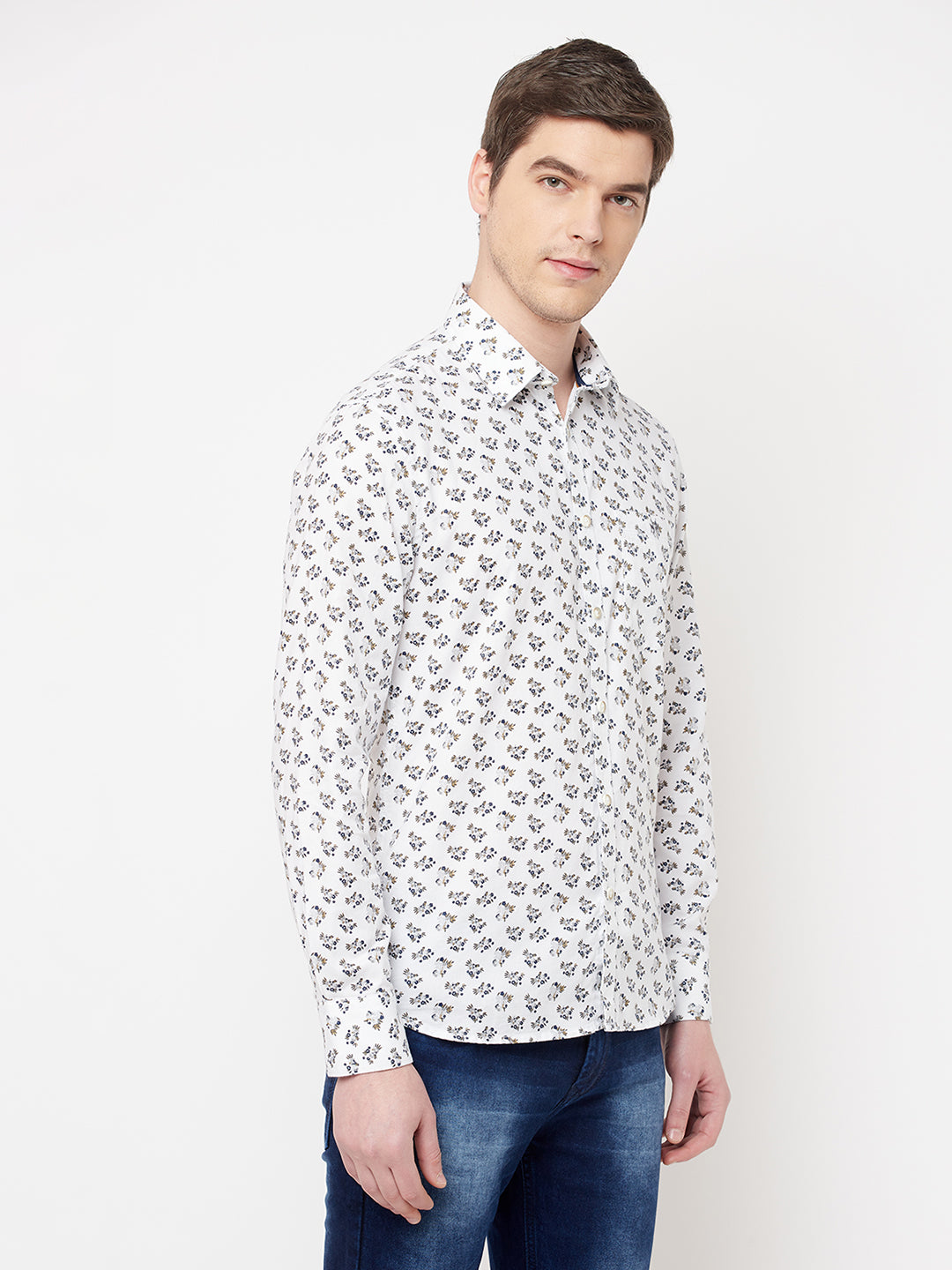 White Floral Shirt - Men Shirts
