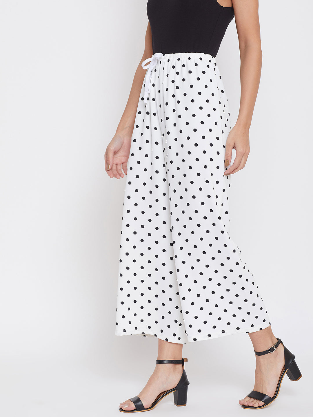 Polka Dots Flared Culottes - Women Trousers