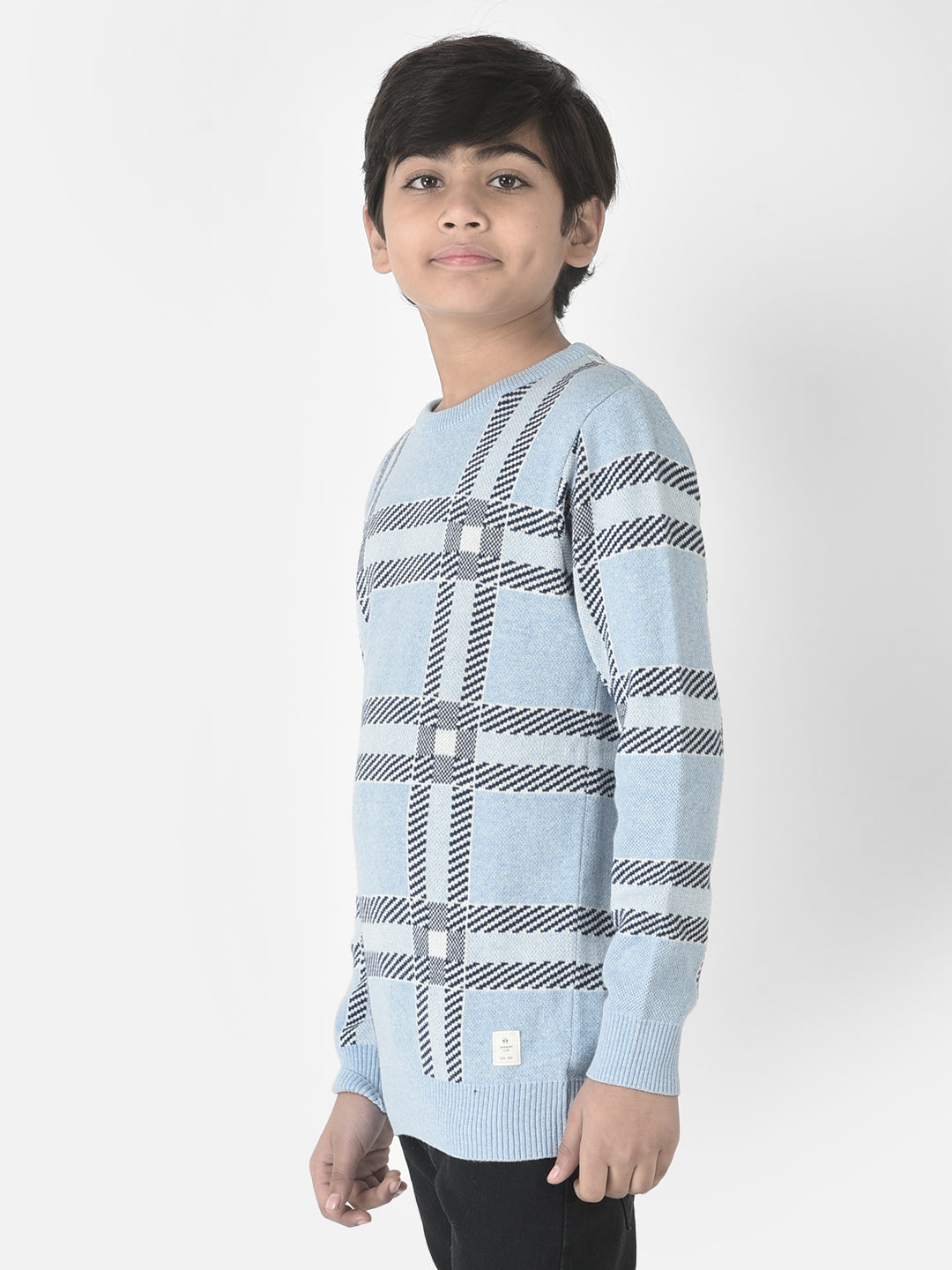  Sky Windowpane Checked Sweater